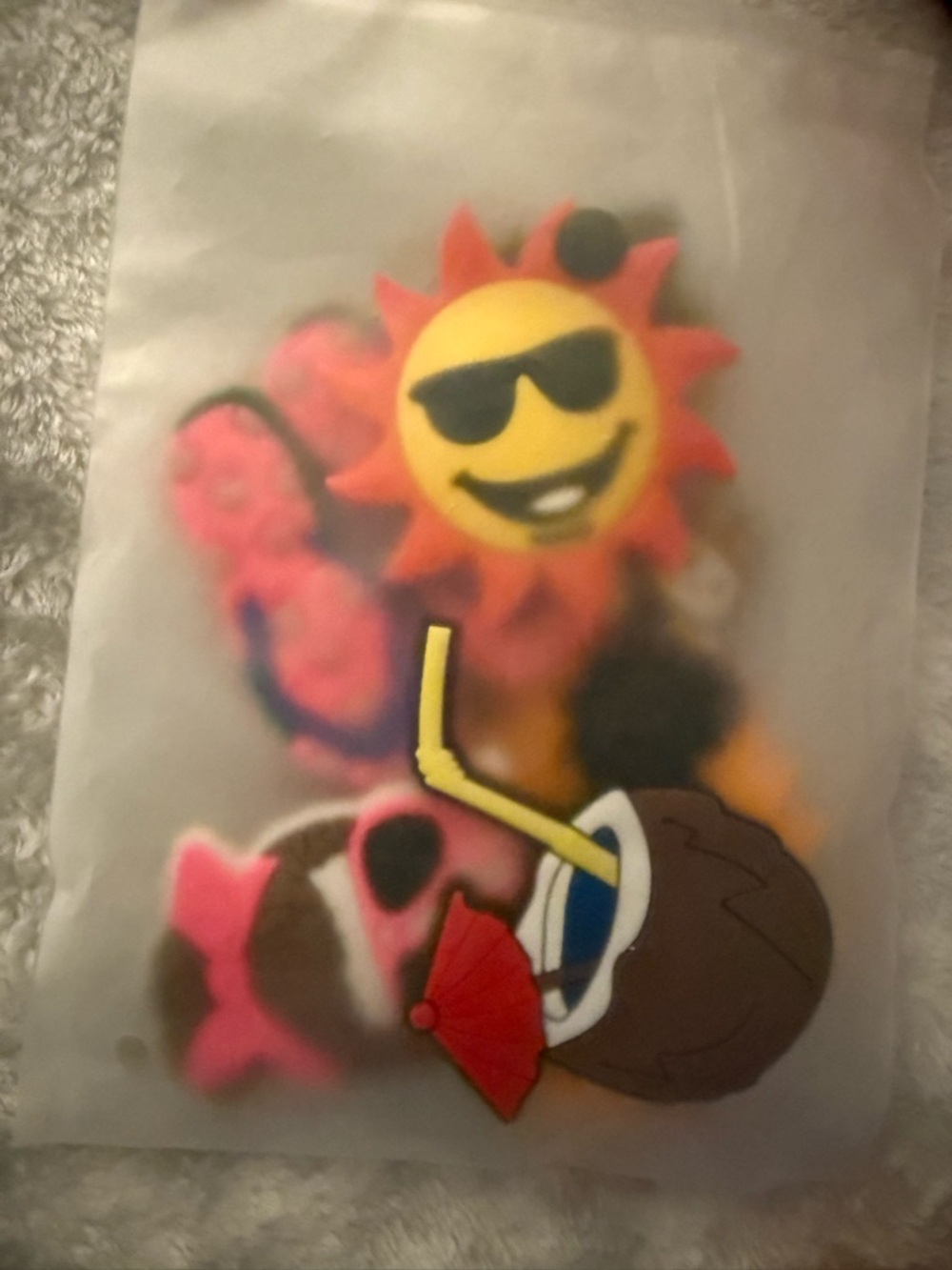 Assorted Tropical Emoji Tote Charms - Sun, Coconut & Fish